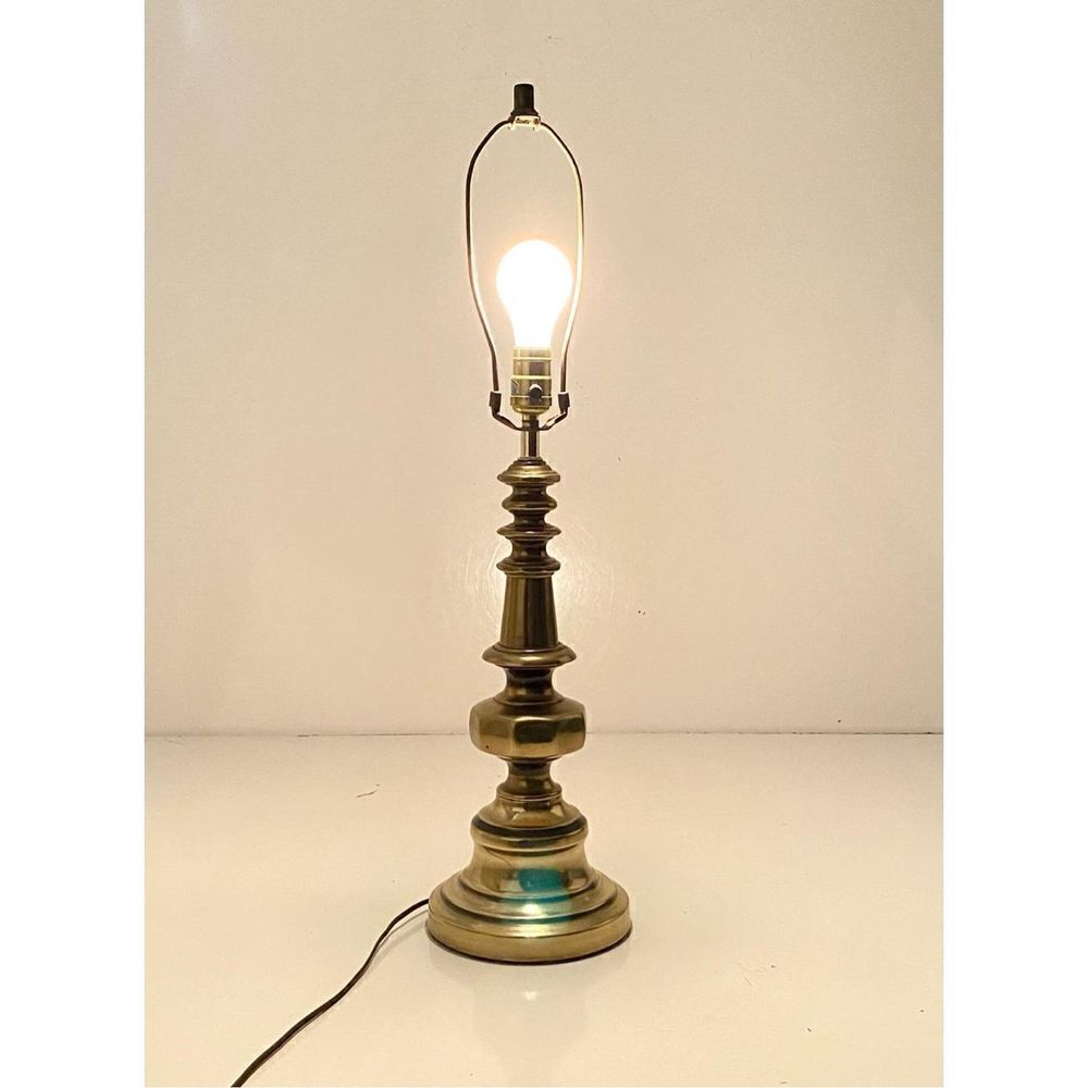 Vintage Stiffel Style Table Lamp MCM Heavy Brass Hollywood Regency 28"